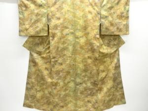 流水に草花模様小紋着物